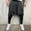 Men's Pants Mens Hip Hop Trend Loose Solid Color Harlan Cropped Trousers Street Sports Casual Drop-Crotch For Man Ropa Hombre