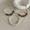 Braccialetti con perline Minar, colore caffè nero francese, pietra naturale, occhio di tigre, bracciali con perle simulate per donna, braccialetto in metallo oro argento