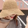 Beretten Snelle verkoop Handleiding Haak Haak Sunshade Straw Hat Kinderen Zonnebrandcrème Visser Vouw Beach Holiday Sun