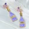 Kolczyki Dangle Zhini Wholesale Lovely for Women Rhinestone Wine Butelka Drop Wedding Fashion Biżuterii 2023 Brincos