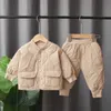 Clothing Sets Winter autumn baby clothing full sleeved solid Parkas pants 2 piece/set cotton set children's clothing children's brand tracksuit 231124