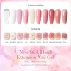 Vernis à ongles PRETTY 15ML antiadhésif main solide Extension ongles Gel clair nu rose Extension Gel strass colle Gel facile à utiliser 231123