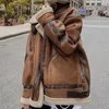 Casacos femininos inverno casaco de pele de carneiro falso camurça de couro mulheres quentes cordeiro shearling jaqueta zíper moto motociclista manga longa curto casual outwear 231123