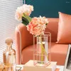 Vaser enkla kontorsprydnader hem dekoration järnkonst ram blomma arrangemang fyrkantig vas glas växt kruka