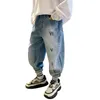 Jeans Jeans Pantalons pour Garçons Coton Printemps Adolescent Denim Jogger Pantalon Mode Enfants Pantalon Cargo Lâche 4 8 12 14 Ans 230424
