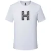 Herr t-shirts sommar shortsleeved tshirt manlig modemärke insätverk röda h brev tryck merceriserad bomull ung tand besättning hals skjorta z0424