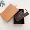 Designer iPhone Phone Case 15 14 13 Pro Max Lu Luxury Leather Card Slot Pres