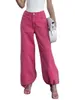 Pantaloni da donna Pantaloni cargo larghi a vita alta Pantaloni a gamba dritta rosa Pantaloni da jogging con tasche Streetwear casual