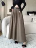 Jupes 90cm Office Lady Maxi Pleered jupe pour femmes 2023 Automne coréen poches élégantes une ligne beit hautement taille féminine Z562
