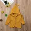 Kurtki 2023 Autumn Toddler Kids Baby Boy Girl Botton Long Rleeve Topy z kapturem odzieży odzieży rozmiar 2-6T