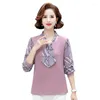 Damenblusen Polka Dot Print Chiffon Shirt Vintage Sweet Bow Collar Langarm Damen Tops Casual Office Lady Shirts Top Blusas De Mujer