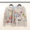 Saint's Hand-painted Graffiti on the Virgin Mary of Religion Damaged and Distressed Cartoon Hoodie Loose Looped Jacket
