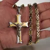 Gargantilhas Cruz Pingente Colar Moda Masculino Jóias Na moda Prata Cor Ouro Cor Aço Inoxidável Grosso Link Byzantine Chain Gargantilha 231124