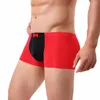 Cuecas moda retalhos masculino boxer briefs bowtie decoração homem transparente sissy bolsa calcinha respirável boxershorts a5