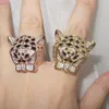 Ringen clusterringen Leopard Head Rings geplaveid Cubic Zirconia Stone Animal enemal Zwarte vlekken Panther Ring voor mannen of vrouwen koper Party j