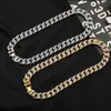 2023 vendita calda Bling strass finitura dorata cristallo collana Hip Hop gioielli catena a maglia cubana uomini