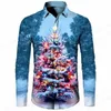 Heren Casual Shirts Kerst Hawaiiaanse Boom Gedrukt Mannen Mode Lange Mouw Strand Blouse Revers Bluoses Kleding 231124