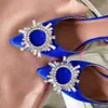 Chaussures de créateurs Amina Muaddi Sandales de créateurs Cristal de tournesol Boucle d'arc en strass Slingbacks ornés Escarpins 10cm Sandale à talons hauts Chaussure habillée pour femme