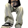 Mäns jeans byxor retro vind hip hop street slitage vintage män raka byxor man streetwear kvinnor trendyol baggy