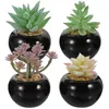 Fleurs décoratives 4 pièces Mini plantes succulentes artificielles avec Pot petite décoration succulente pour salon