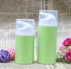 Makeup Tools Green Essence Pump Bottle White Head Plastic Airless flaskor för Lotion Shampoo Bath Cosmetic Packaging 100st