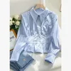 2023 New Fashionable and Popular Design Top with Lace Hollow Sandro Square Neck Bubble Sleeve Shirt for Women