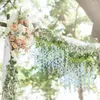 Fleurs décoratives 12 pièces glycine artificielle guirlande suspendue vigne rotin fausse fleur chaîne en soie pour la décoration de fête de mariage à la maison