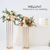 Decoration Wedding Metal Wrought Iron Decoration shinny gold tall Square Flower Pot Stand imake846