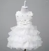 Fille Robes Bébé 1er Anniversaire Pour Les Filles Sans Manches Mignon Blanc Né Infantile Baptême Robe Enfant En Bas Âge Enfants Fête De Mariage Tutu Robes