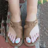 Sandalen dames mode casual ring teen wiggen lederen slippers buiten schoenen flip flops dames femme chaussure