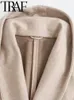 Mélanges de laine pour femmes TRAF Oversize Femmes Trench-Coat Épaissir À Capuche À Manches Longues Avec Ceinture Veste Lâche Femme Pardessus Coupe-Vent Hiver 231123