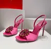 أفضل المصممين RC Slingback يدوي Sunflower Sunflower أحذية أنيقة Women Slingback Toecaps Toecaps مدببة الكعب العالي فستان حفل الزفاف الصندوق الأصلي 35-43