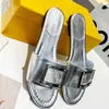 2024 Cutout flat Sandals Slippers Slides Flat heels square open-toe flattie women's Luxury Designers Signature Leather outsole Pretty Casual shoes Factory Footwear