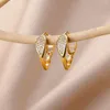 Hoepel oorbellen zirkon hart voor vrouwen goud vergulde roestvrij staal vierkant ronde piercing oorr esthetisch bruiloft sieraden cadeau