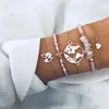 Braccialetti a maglie Bracciale con stella e luna Bracciale con ciondolo personalizzato a strati impilabile Set di cavigliere con perline grigie fatte a mano per ragazze e donne