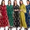 Abbigliamento etnico Ricamo scozzese Jalabia Per le donne Imitazione lino Dubai Abaya 2023 Islam Abito arabo Caftano Festa musulmana Sera Ramadan