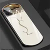 Étui iPhones Luxury iPhone15 14 Mirror en verre trempé Retain pour 14pro Max Mimi 13 12 11 XR XS X 7 8 Puls Iphone 6 Étui de téléphone de concepteur