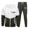 Tracksuits masculinos logotipo do cliente imprimir homens tracksuit casual corredores com capuz jaquetas e calças 2 peças conjuntos hip hop correndo esportes