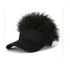 Boins Meetlife Visor Sun Cap com cabelos falsos para o cabelo de soldado de golfe Baseball Hat Spiked Wigs Ajustável