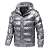 Jaquetas masculinas outono casaco blusão moda masculina algodão quente parka brilhante para baixo capuz casual outerwear térmico preto bombardeiro 231123