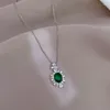 Pendant Necklaces OIMG Stainless Steel Unique Green Gem Water Drop Necklace For Women Simple Fashion Design Exquisite Lady Luxury Jewelry