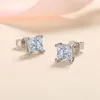 Studörhängen D Color Square 925 Sterling Silver Earring 0.6CT 1CT 2CT Moissanite For Women Wedding Engagement Smycken