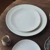 Płytki retro obiadowy talerz prosty stylowy stały kolor zupa miska matowa powierzchnia brunch okrągły domowy makaron podkładka ceramiczna taca ceramiczna