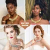 Collier boucles d'oreilles ensemble bijoux de mode femmes 24K argent plaqué or bracelet anneaux 4 pièces filles Nigeria mariée