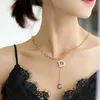 Chaînes couleur or Rose D lettre initiale lettres en acier inoxydable pour collier femmes 2023