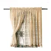 Curtain Beige Crochet Hollow-out Short With Tassel American Country Retro Home Garden Porch Kitchen Window Decor Drapes ZH304#5