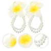 Charm Armband 2 PCS Frangipani Armband Women Hawaiian Party Wrist Flower Jewelry Decor Foam Miss Pearl Chain