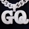 Novo moderno jóias personalizadas ouro prateado cheia de bling gelo de letras cz de colar de moda de moda de moda masculina para homens de hiphop jóias com cadeia de corda de 3 mm 24 polegadas