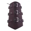 Parmaksız Eldivenler 1 PC Erkekler Medieval Cosplay Deri Zırh Kol Isıtıcıları Dikişli Viking Korsan Şövalye Gauntlet Bilek Bracer Steam Punk