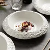 Assiettes Assiette à dîner en céramique européenne Texture de pierre créative ronde maison bureau salade de fruits plat de Steak de Restaurant occidental moderne